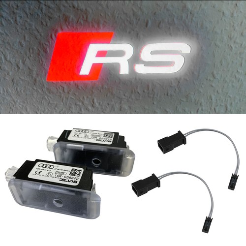 Original Audi Rs LED Courtesy Lights Door Logo + 2x Adapter for Many Audi - Afbeelding 1 van 4