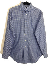 Nordstrom Mens Shop -Blue White Plaid Button Traditional Fit Dress Shirt - 15-33