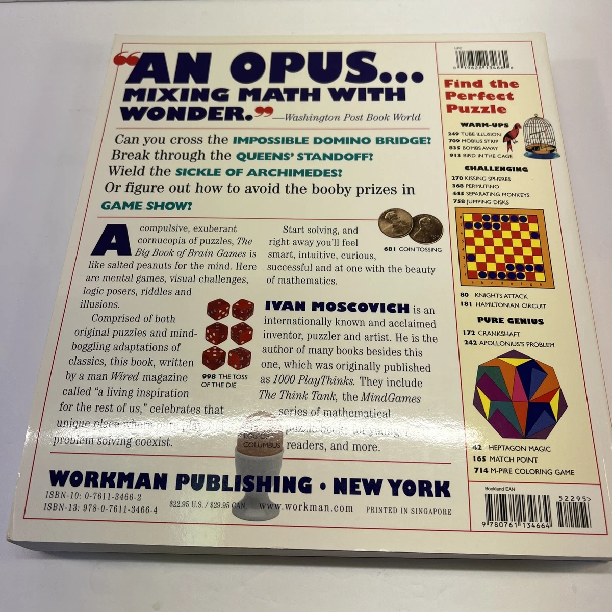 The Big Book of Brain Games: 1000 PlayThinks of A by Ivan Moscovich Paperback