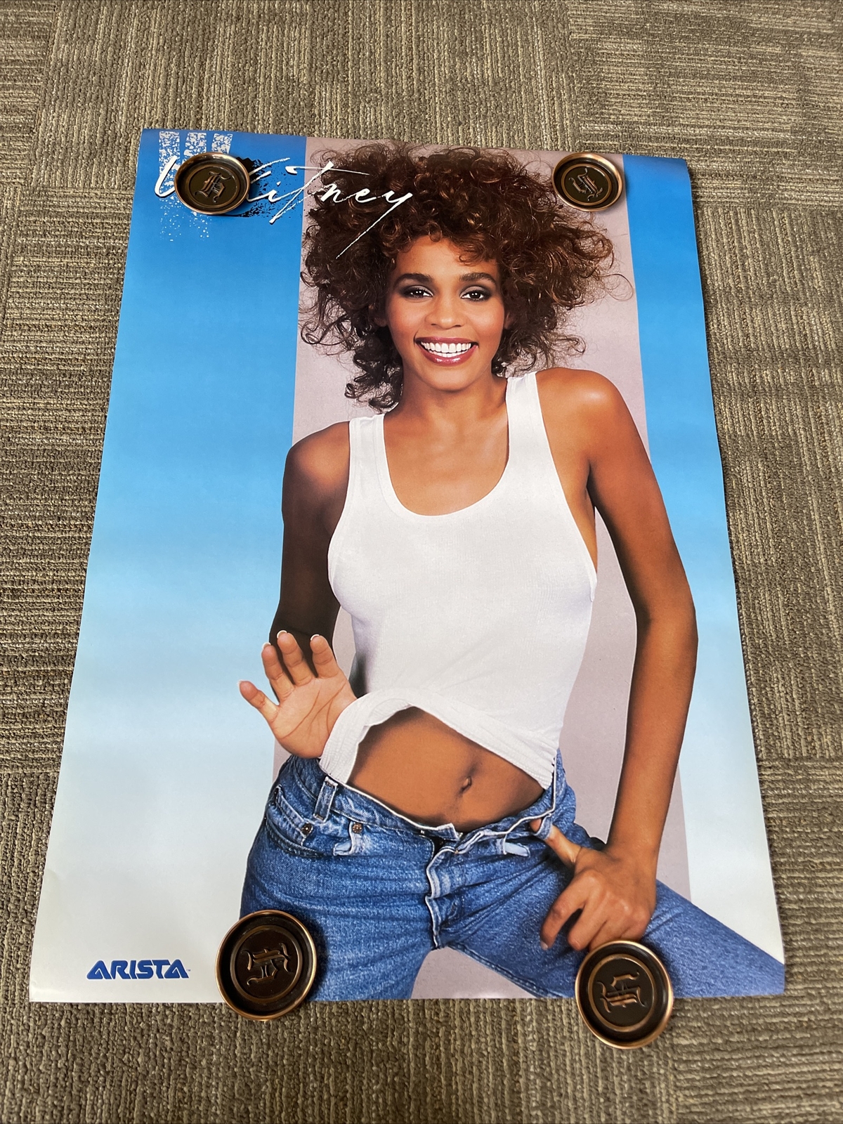 #149 1987 Whitney Houston Record Store Promo Poster 36” X 24”  Artista