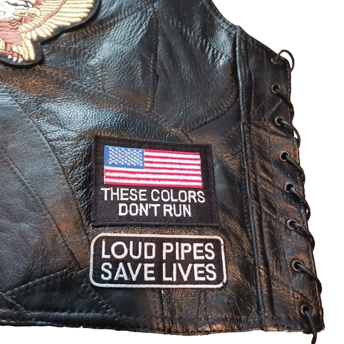 Diamond Plate Buffalo Leather Vest Sz Medium Eagle Rt 66 Patch Biker Eagle #Z26 - Picture 6 of 11