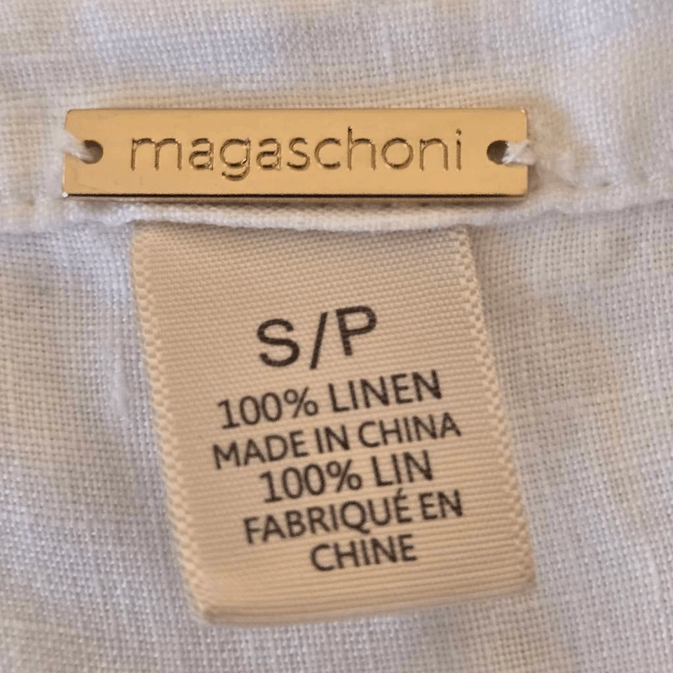 Платье Magaschoni женское без рукавов льняное на пуговицах белое размер маленький миниатюрное - Изображение 3 из 4