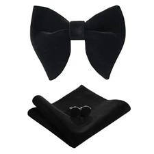 Bow Ties for Men Pre-Tied Bow Tie Vintage Tuxedo Oversized Velvet Bow Black