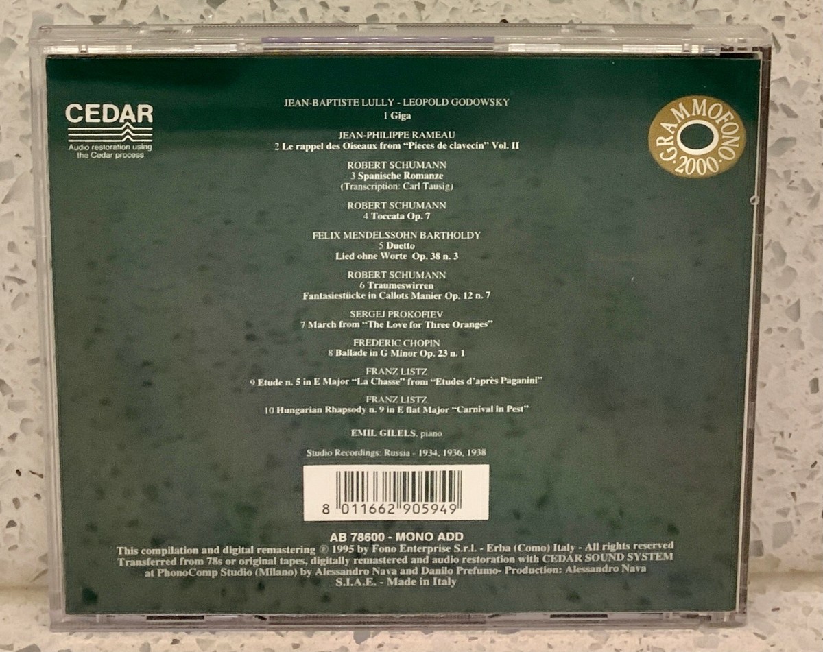 EMIL GILELS The Early Recordings (1934-1938) (CD, Grammofono