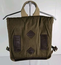 Will Leather Goods Vintage Leather & Canvas Backpack Note! Small Marks On Inside