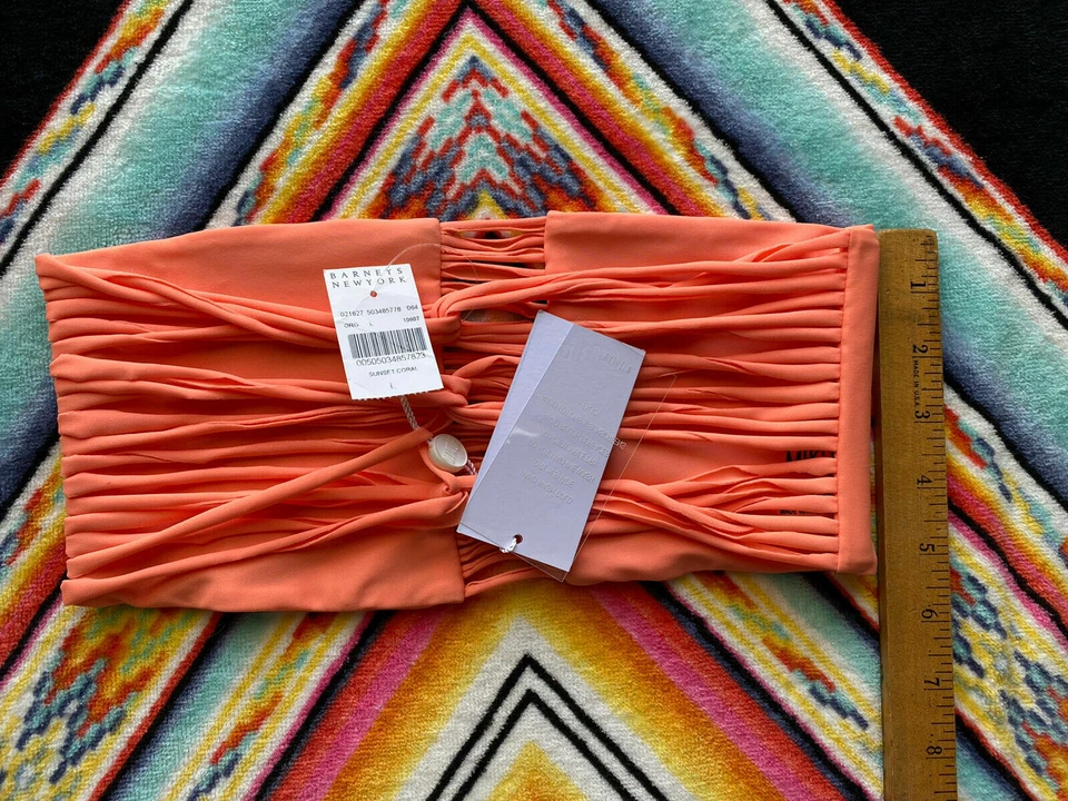 Traje de baño Mikoh Puesta de sol Top Neón Coral Bandeau Bikini Recorte Nuevo Grande Bloggers Foto 4 de 4