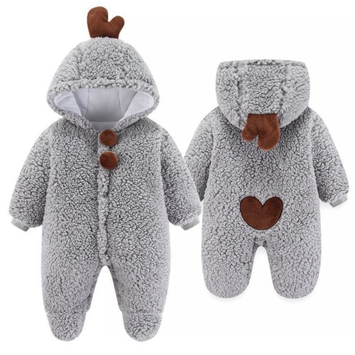 Winter Warm Baby Rompers Cute Overalls Bodysuit Jumpsuit Newborn Fleece Cotton - 第 24/28 張圖片