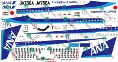 1:144 Decal - Boeing 777-300 - All Nippon Airways - AeroDeka #B777-03 for ZVEZDA