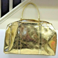 NWT LARGE BCBG MAXAZRIA METALLIC GOLD TONED WOMENS SHOULDER HANDBAG - U
