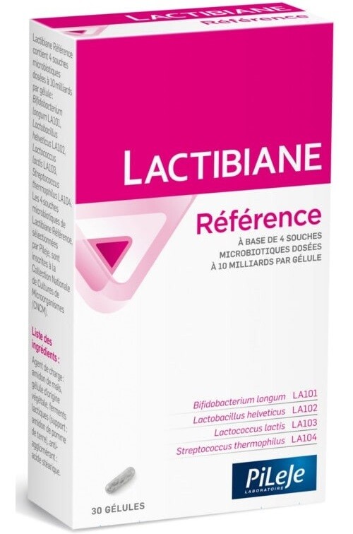 Pileje Lactibiane Referencia 4 cepas microbióticas de 10 mil millones 30 cápsulas