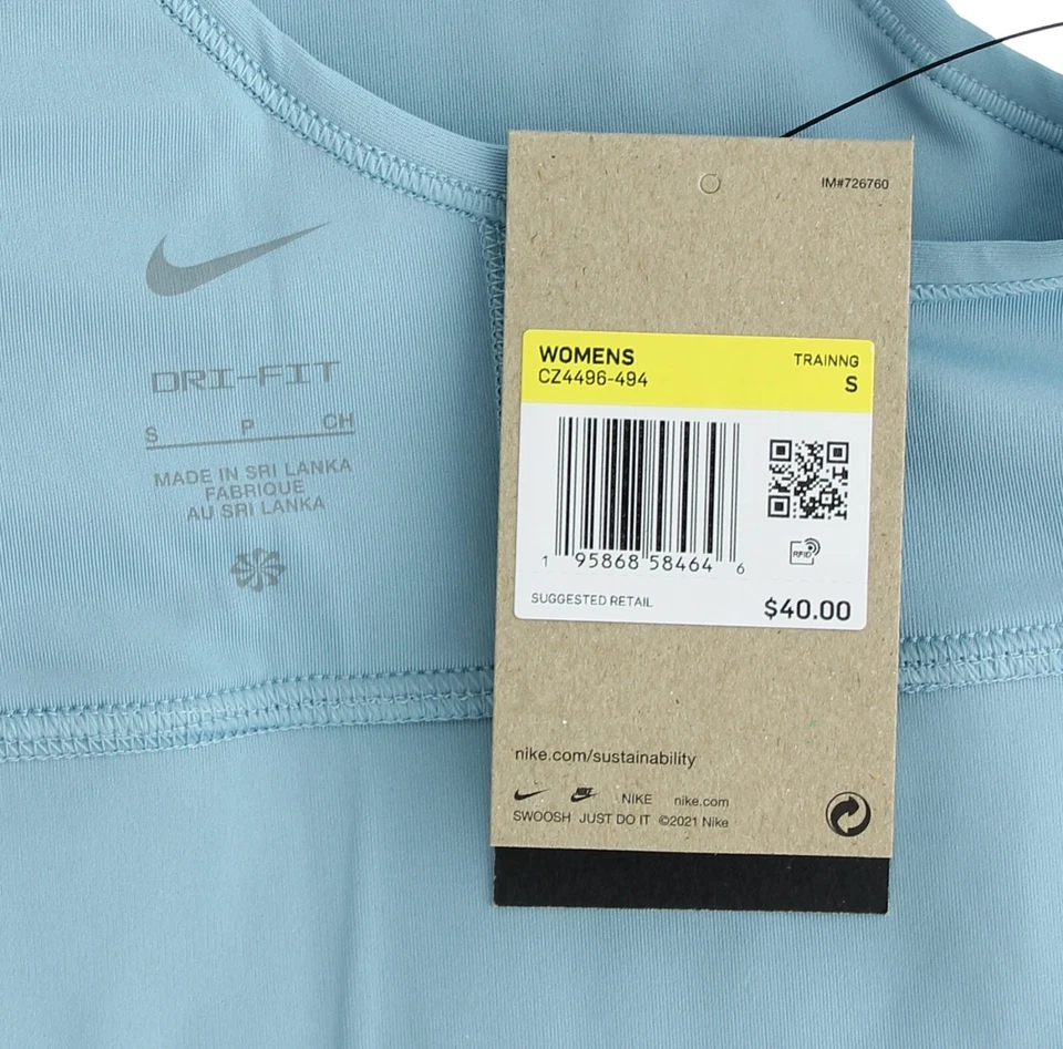 Sutiã esportivo feminino Nike CZ4496 suporte médio acolchoado longline logotipo atlético sutiã - Imagem 4 de 4
