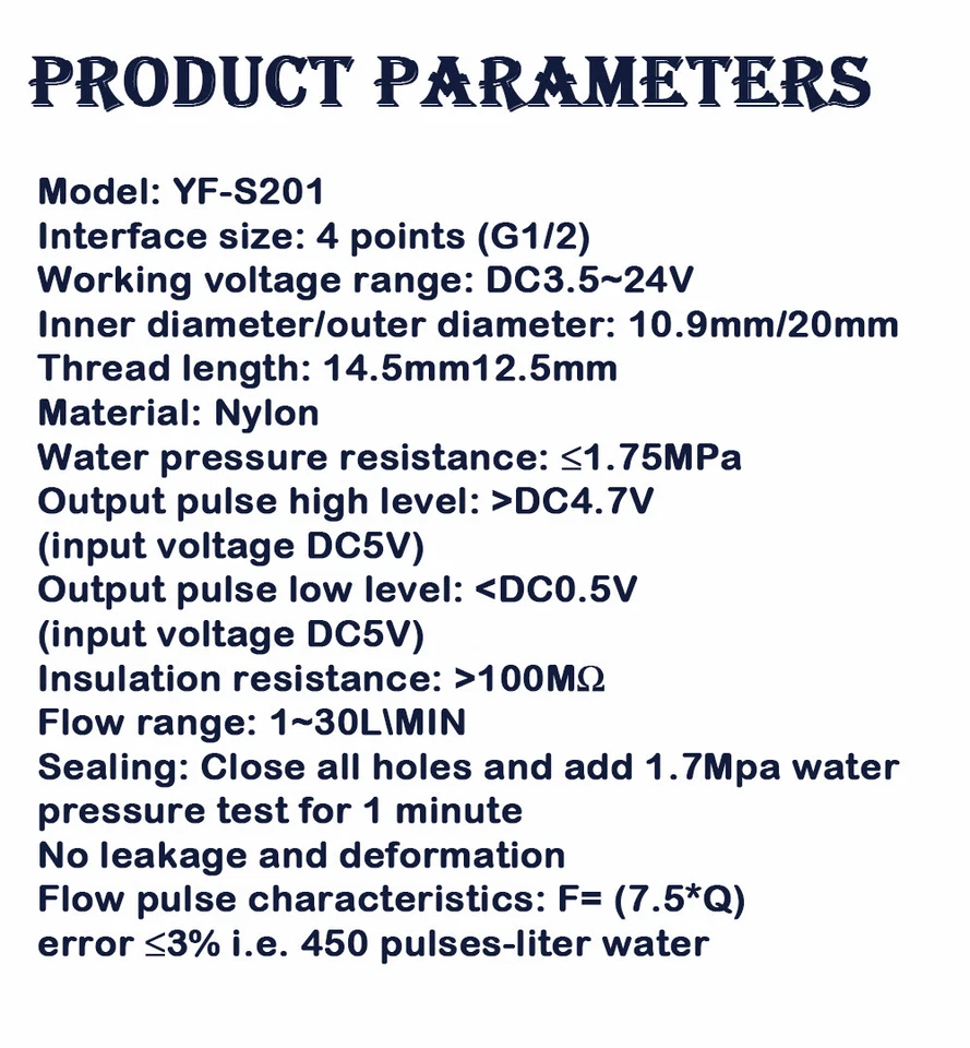 Water Flow Sensor Fluid Flowmeter Switch G1/2 Counter 1-30L/min Water Heater - Image 2 of 4