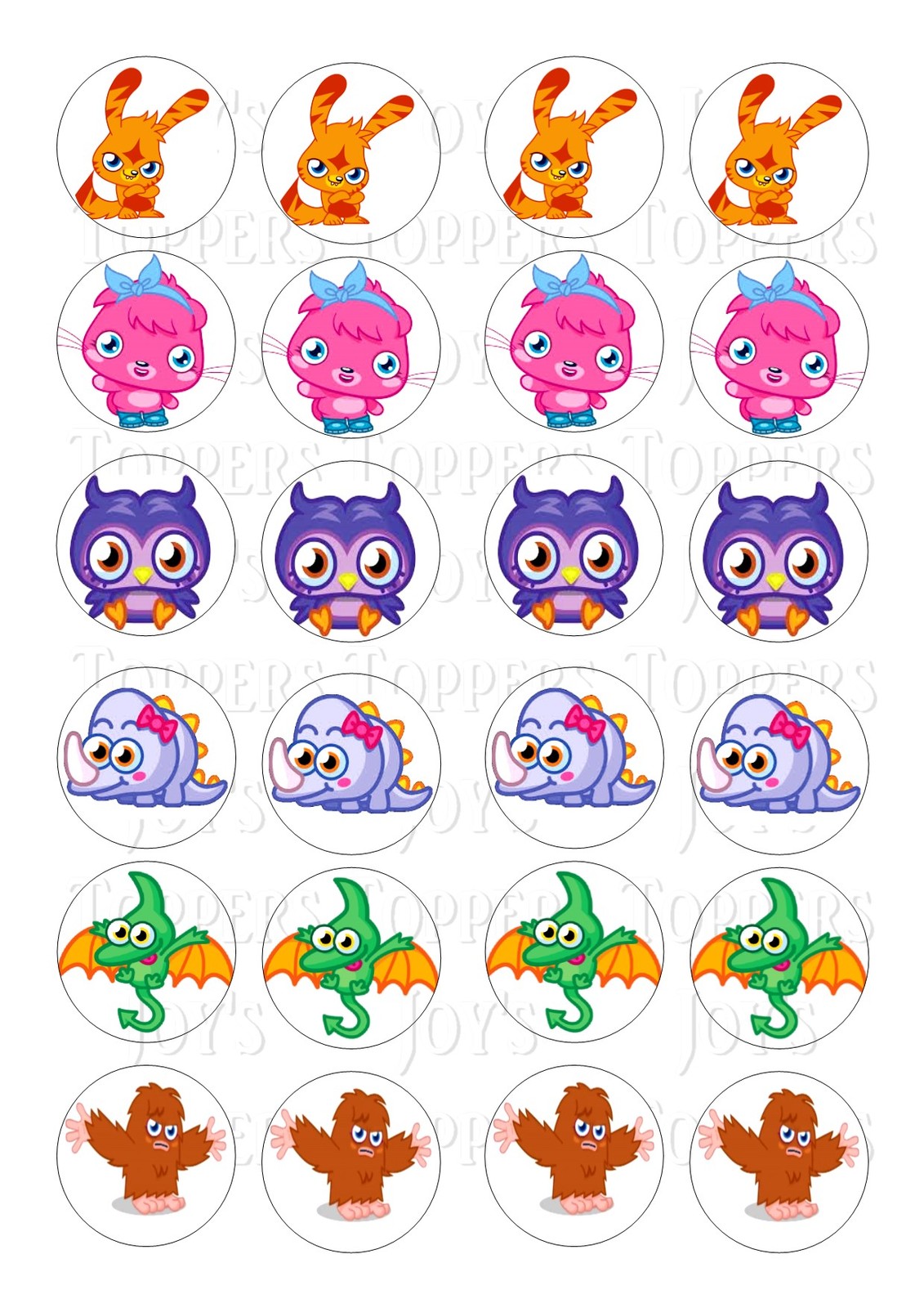 24 MOSHI MONSTERS  WAFER RICE EDIBLE FAIRY/CUPCAKE  CAKE  TOPPERS