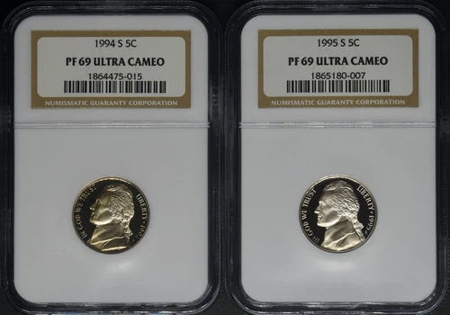 1994-S 1995-S Jefferson Nickel - NGC PF69 Ultra Cameo 2 Coin Lot - ✪COINGIANTS✪