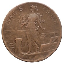DN - Regno d'Italia - 5 centesimi 1908 - R - Vittorio Emanuele III - 12853