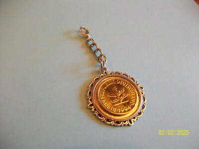 PFENNIG COIN - GERMANY -  LIMITED EDITION - SILVER CASED PENDANT - 1949 to 1996