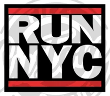 Pair RUN NYC - New York Marathon Decal Throwback Style Bumper Sticker Many Sizes