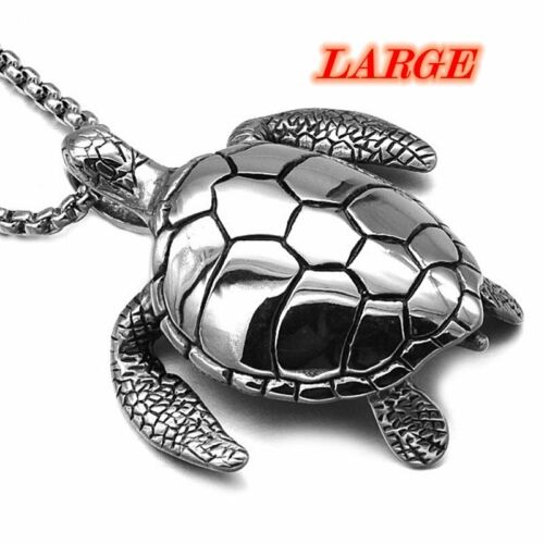 Collier pendentif grande tortue de mer en acier inoxydable MENDEL bijoux hommes livraison gratuite - Photo 1/6