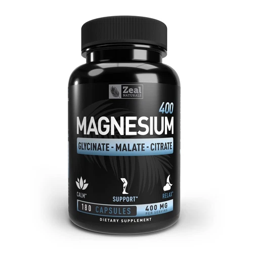 Premium Chelated Magnesium Glycinate, Malate, Citrate 400mg | 180 Capsules |...
