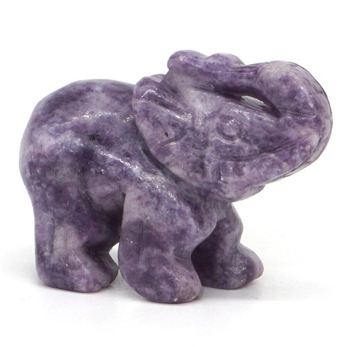 Estatuilla de curación Reiki tallada cristal moscovita púrpura de 2" de gemas naturales de elefante - Imagen 2 de 6