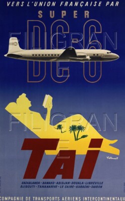 TAI FLUGZEUG DC 6 Rhvv - POSTER HQ 40x60cm eines VINTAGE POSTERS
