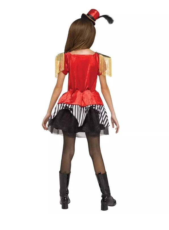 Big Top Beauty Costume Halloween Red/Black Striped Dress Gold Tassels L 10/12 - Image 2 of 4