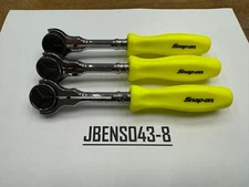 Snap-on Tools NEW 3pc HI-VIZ Mix Drive Hard Grip Round Swivel Head Ratchet Set
