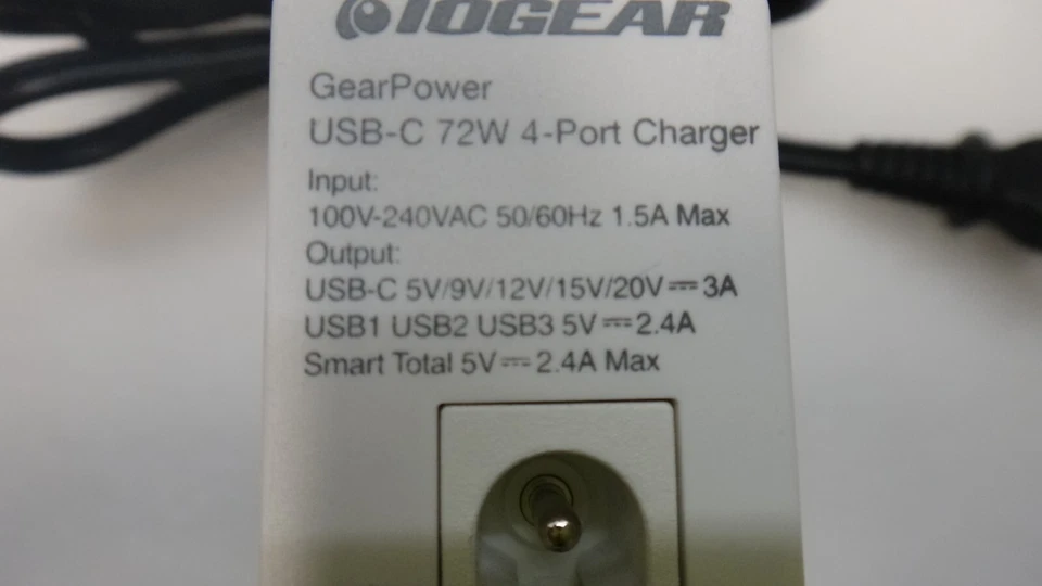 Cargador Original IOGEAR USB-C 72W 4 Puertos GPAWC72W Foto 4 de 4