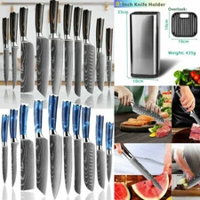 Knife Set 10 Piece Kitchen Knife Set with Block Stainless Steel Full-Tang Knives