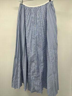 Crew Women's Pleated Blue White Striped Midi Skirt Size AW499 Z31 