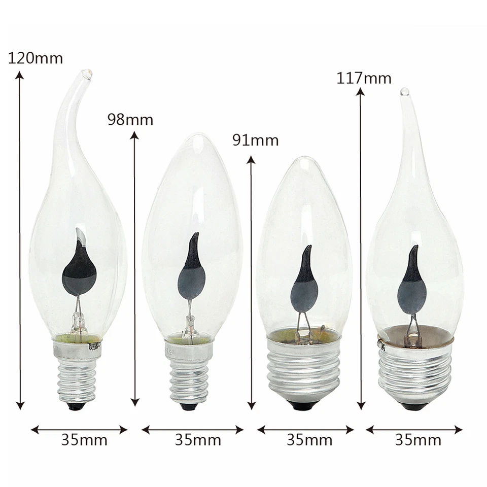 LED Bulb Candle Light Flame Effect Lamp E14 E27 3W 220V For Home Decor Lighting - Image 2 of 4