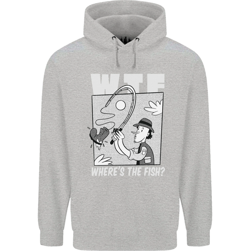 Wheres the Fish WTF Funny Fishing Fisherman Childrens Kids Hoodie - Picture 46 of 74