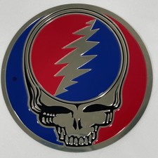 Grateful Dead Steal Your Face Round Metal Sticker Decal Large 3.14 Round