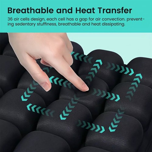 3D Air Cell Inflatable Seat Cushion Travel Office Car Wheelchair Seat Cushion - Picture 5 of 17