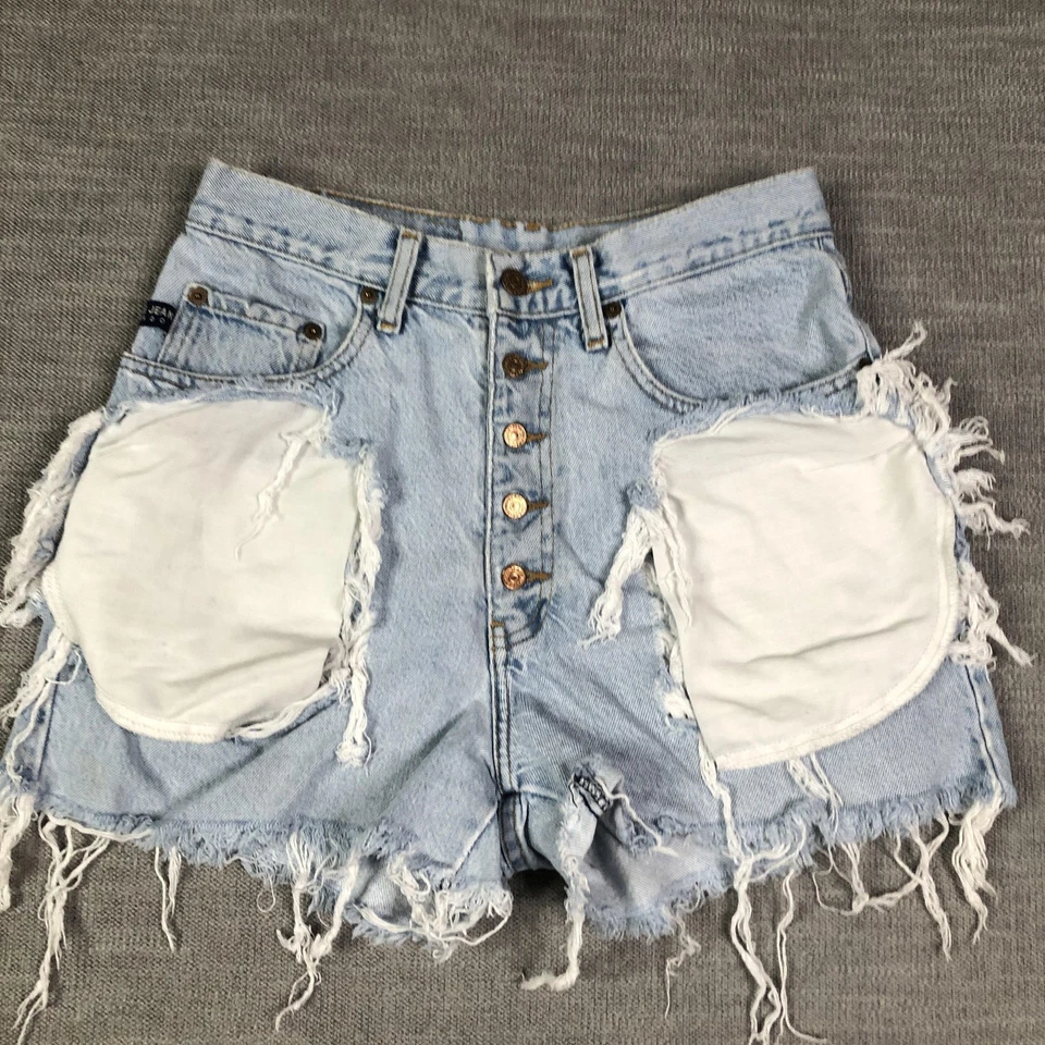 Pantalones Cortos Pepe Jeans London Para Mujer 29 Lavado Ligero Envejecido Tiro Alto Denim EE. UU. Foto 2 de 4