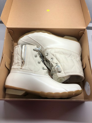 Sperry Saltwater Quilt Nylon Duck Boots Ivory White Women's 11M New