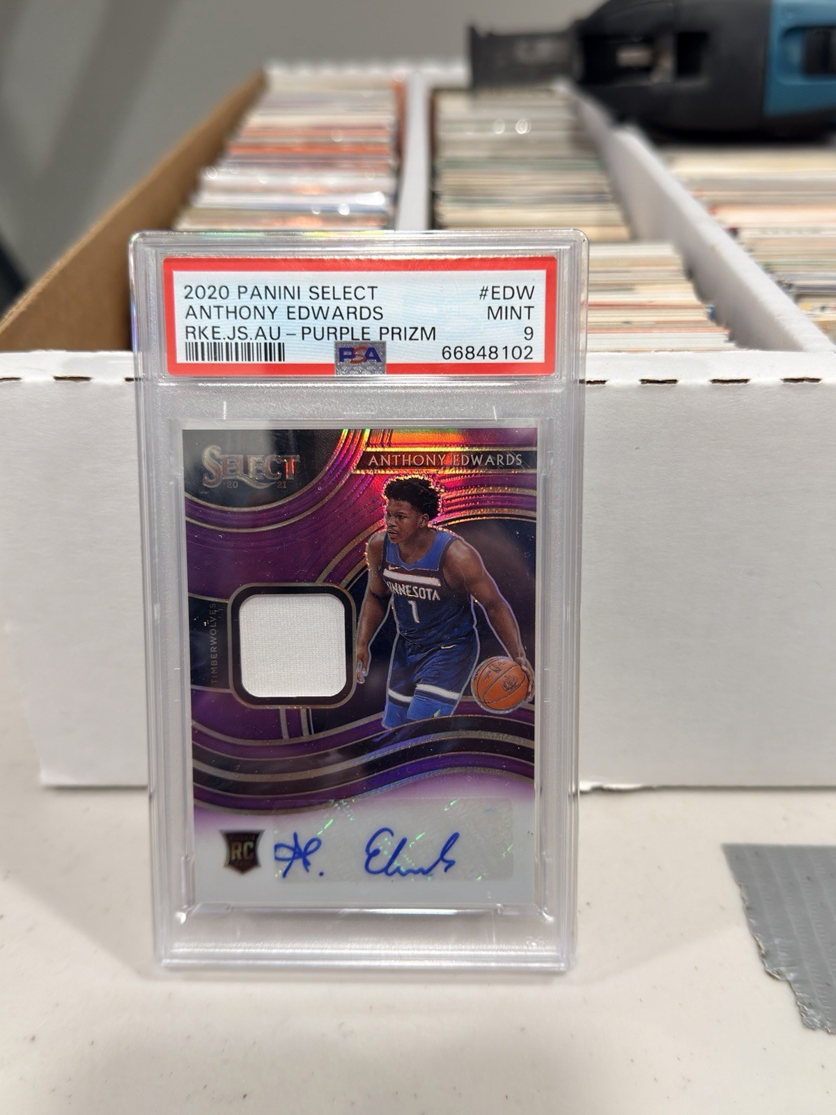 2020-21 Panini Select - Rookie Jersey Auto Anthony Edwards Purple Prizm /99