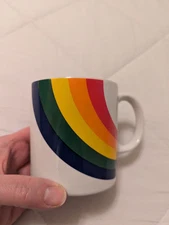 Vintage Rainbow Mug FTD FTDA Korea Coffee Mug Double Sided Chipped 