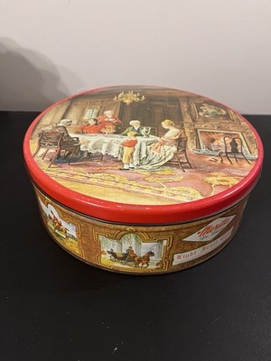 Vintage Metal Round Storage Tin Merita De Luxe Bread Advertising Lite Fruit Cake