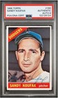 1966 Topps Sandy Koufax HOF Signed Baseball Card #100 Certified PSA/DNA Auto 8