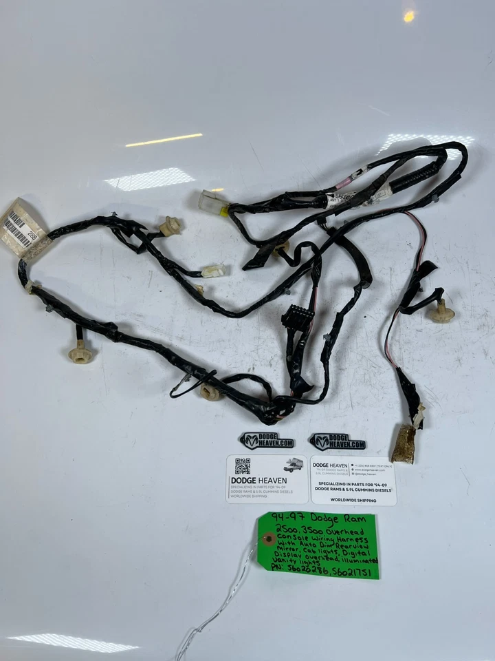 Arnés de cableado de consola superior con luz de cabina OEM 1994-1997 Dodge Ram 2500 3500 Foto 2 de 4