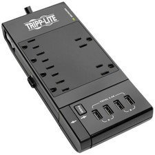 Eaton TLP608RUSBB 6 ROTATABLEOUT SURGE STRIP BLACK 8FT CORD 2 USB PORTS 1080 J