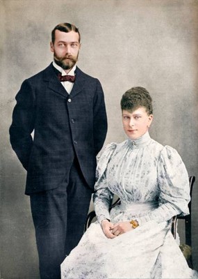 The future King George V Queen Mary shortly after their marriage 1- Old Photo