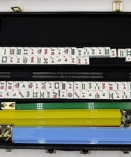 Mahjong Set ~ 144 Tile 4 Racks ~ Faux Alligator Case~ Read Description 