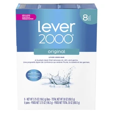 Lever 2000 Perfectly Cool Bar Soap, Original Refreshing for Dry Skin – Pack of 8