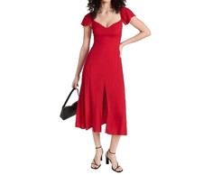 NEW Reformation Baxley Midi Dress in Cherry Red | US 4 UK 8