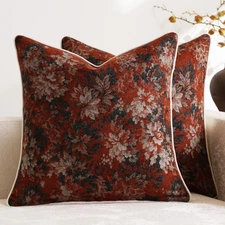 Pack of 2 Vintage Floral Throw Pillow Covers 20x20 Christmas Boho Farmhouse A...