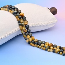Gold Blue Dream Tiger Eye Smooth Round Beads 6mm 8mm 10mm 15.5 Inch Strand