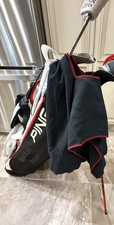  1 Terry Cloth Waffle Golf Towel 16" x 40" Black with Red Hangs over club NEW
