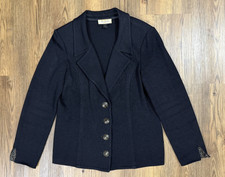 St John Collection Santana Knit Blazer Jacket Black Size 12